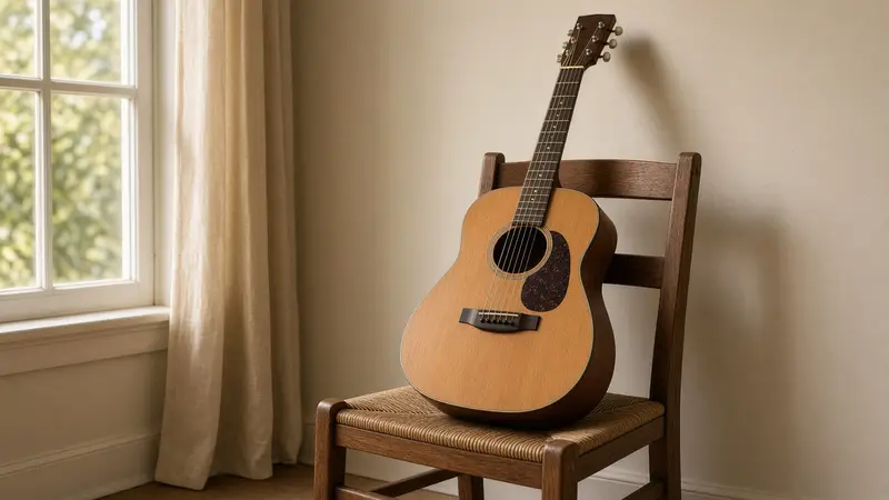 Example image of an acoustic guitar on a chair